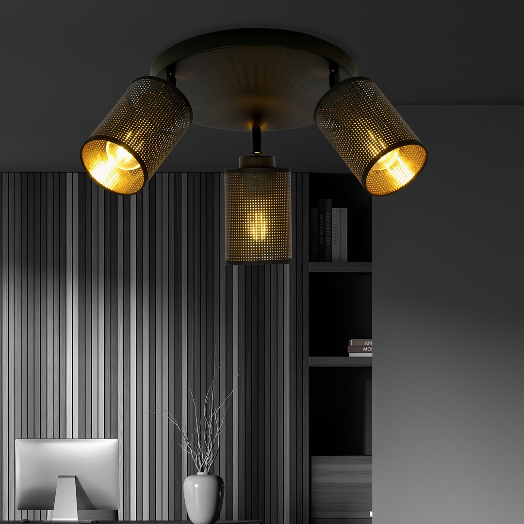 Emibig Stropna svjetiljka BRONX 230V 15W MAX LED E14 Čelik/ Tkanina Crna