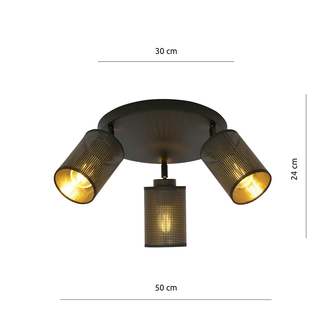 Emibig Stropna svjetiljka BRONX 230V 15W MAX LED E14 Čelik/ Tkanina Crna