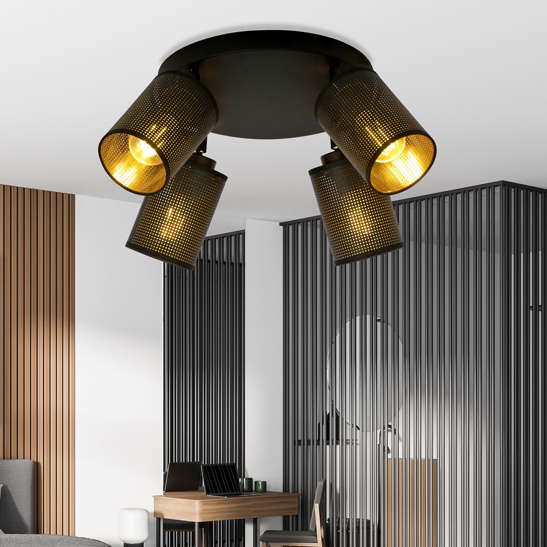 Emibig Stropna svjetiljka BRONX 230V 15W MAX LED E14 Čelik/ Tkanina Crna