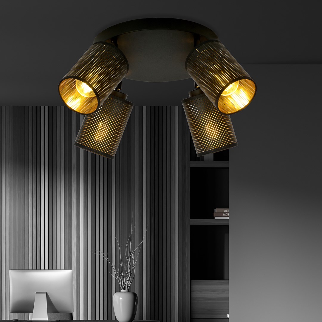 Emibig Stropna svjetiljka BRONX 230V 15W MAX LED E14 Čelik/ Tkanina Crna