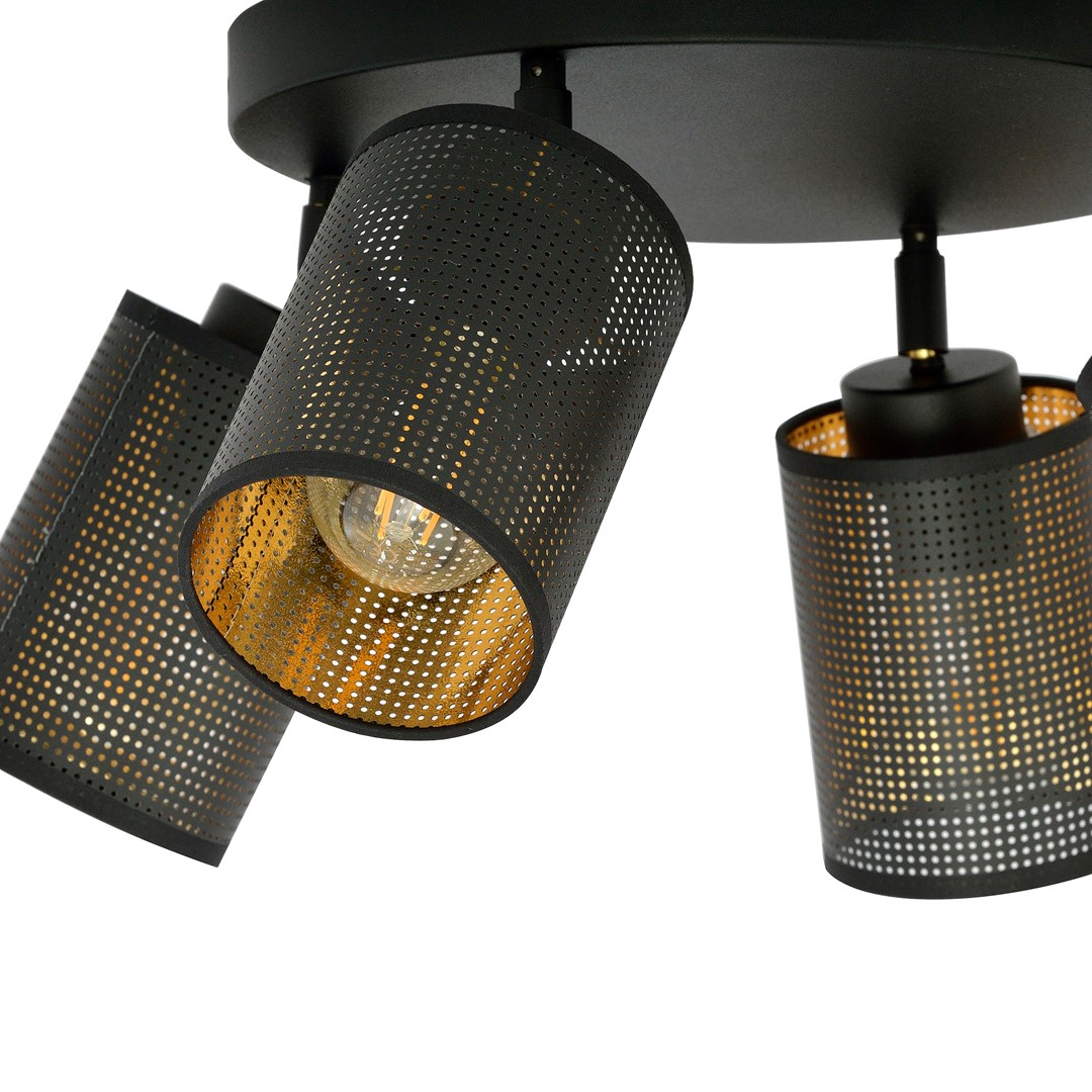 Emibig Stropna svjetiljka BRONX 230V 15W MAX LED E14 Čelik/ Tkanina Crna