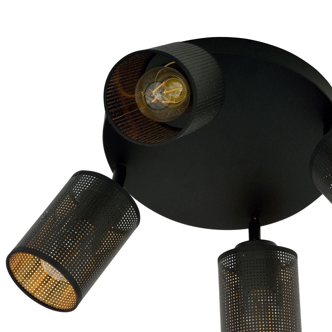 Emibig Stropna svjetiljka BRONX 230V 15W MAX LED E14 Čelik/ Tkanina Crna
