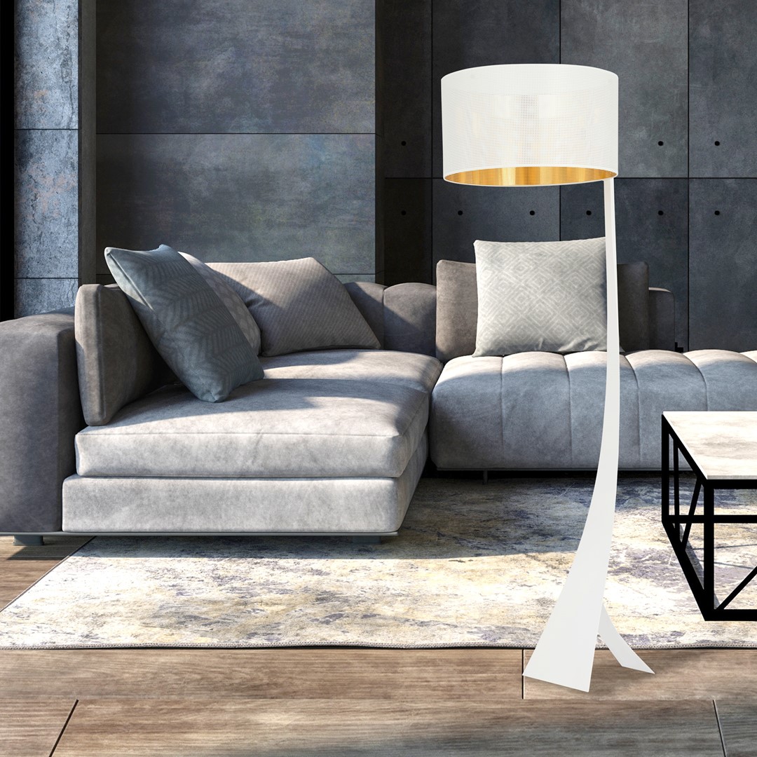 Emibig Podna lampa ESTRELLA 230V 15W MAX LED E27 Čelik/ Tkanina Crna