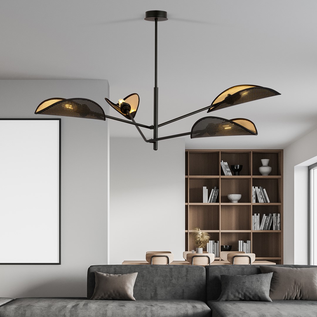 Emibig Stropna svjetiljka VENE 230V 10W MAX LED E14 Čelik/ Tkanina Crna