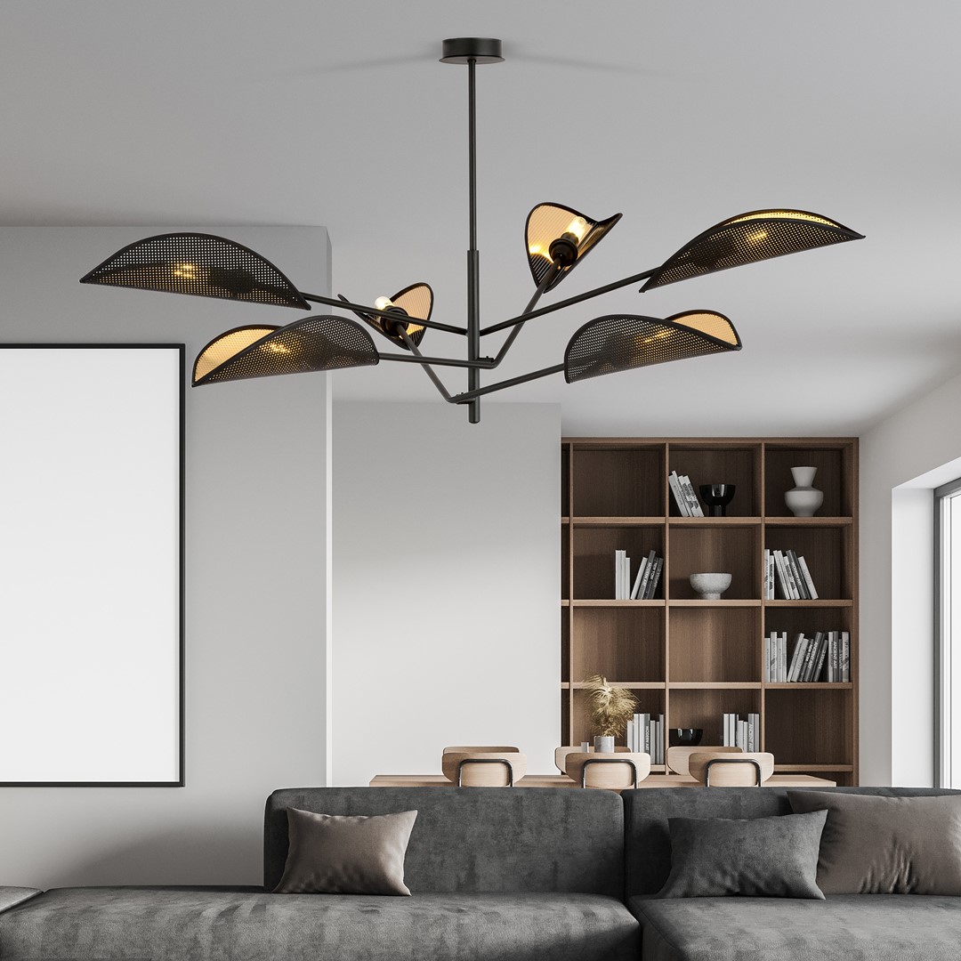 Emibig Stropna svjetiljka VENE 230V 10W MAX LED E14 Čelik/ Tkanina Crna