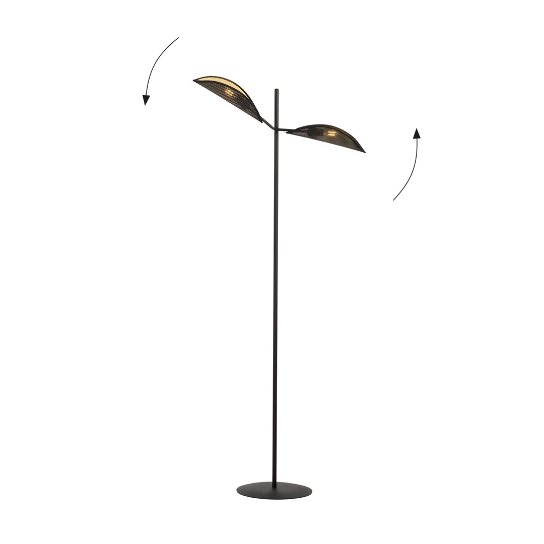 Emibig Podna lampa VENE 230V 10W MAX LED E14 Čelik/ Tkanina Crna