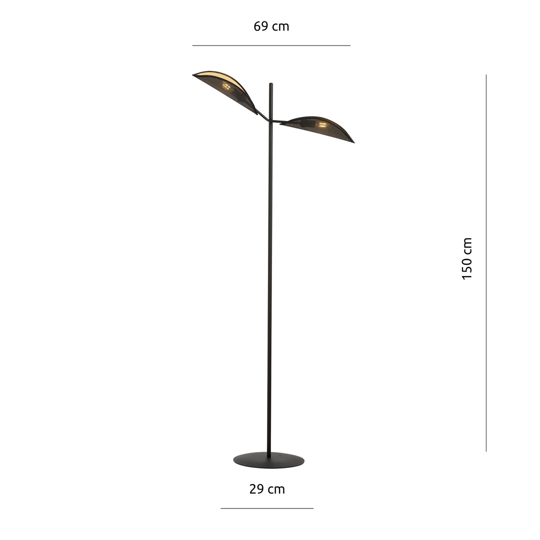 Emibig Podna lampa VENE 230V 10W MAX LED E14 Čelik/ Tkanina Crna