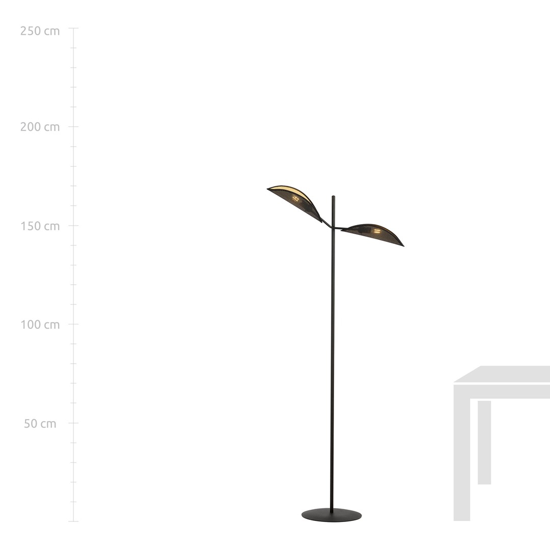 Emibig Podna lampa VENE 230V 10W MAX LED E14 Čelik/ Tkanina Crna