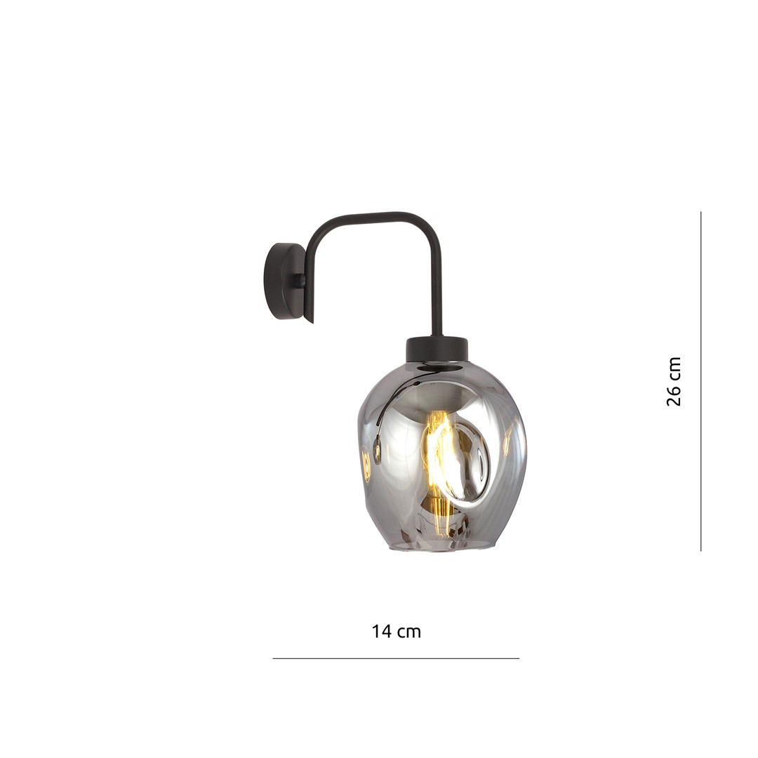 Emibig Zidna lampa LUKKA 230V 15W MAX LED E27 Čelik/ Staklo Crna
