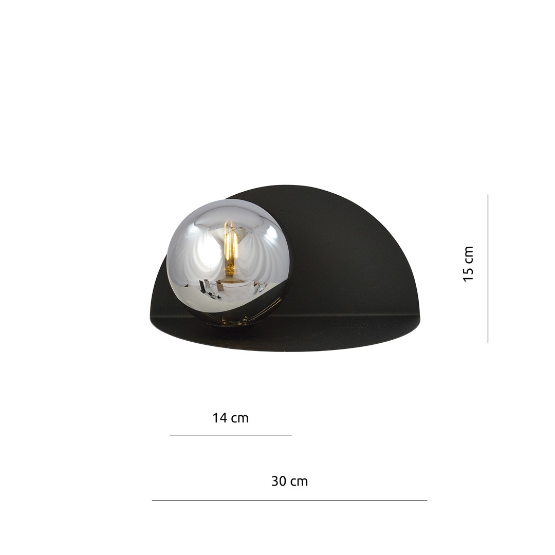 Emibig Zidna lampa FORM 230V 10W MAX LED E14 Čelik/ Staklo Crna