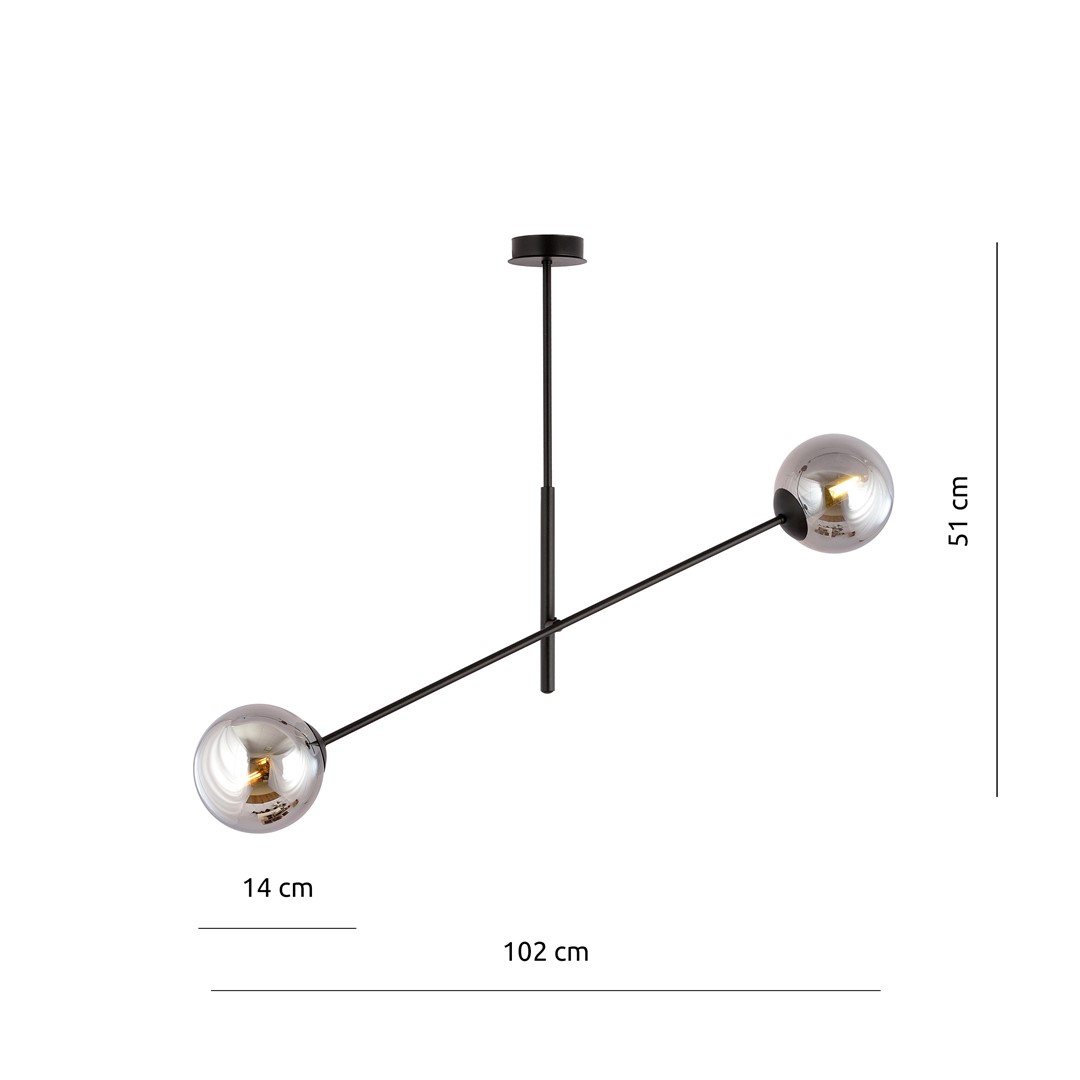 Emibig Visilica LINEAR 230V 10W MAX LED E14 Čelik/ Staklo Crna