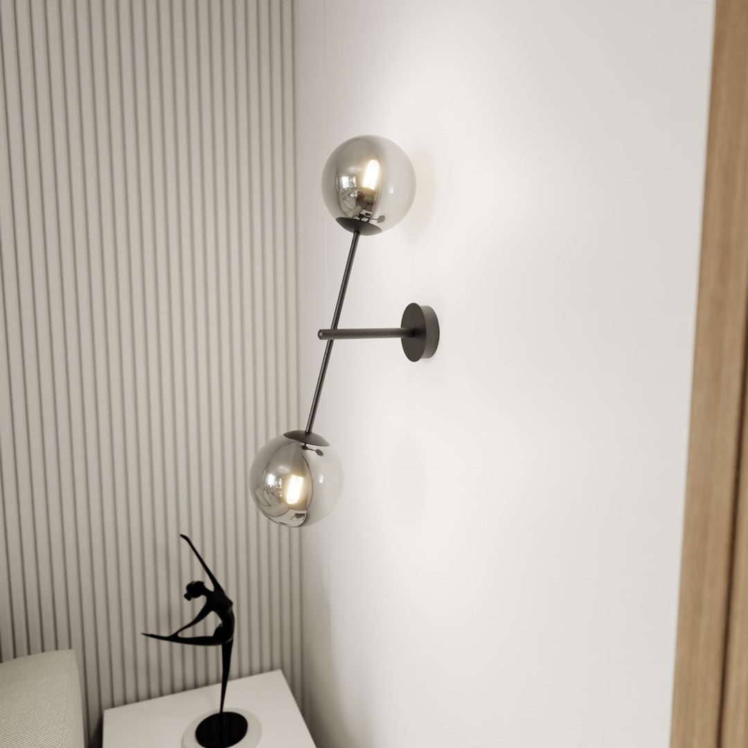 Emibig Zidna lampa LINEAR 230V 10W MAX LED E14 Čelik/ Staklo Crna