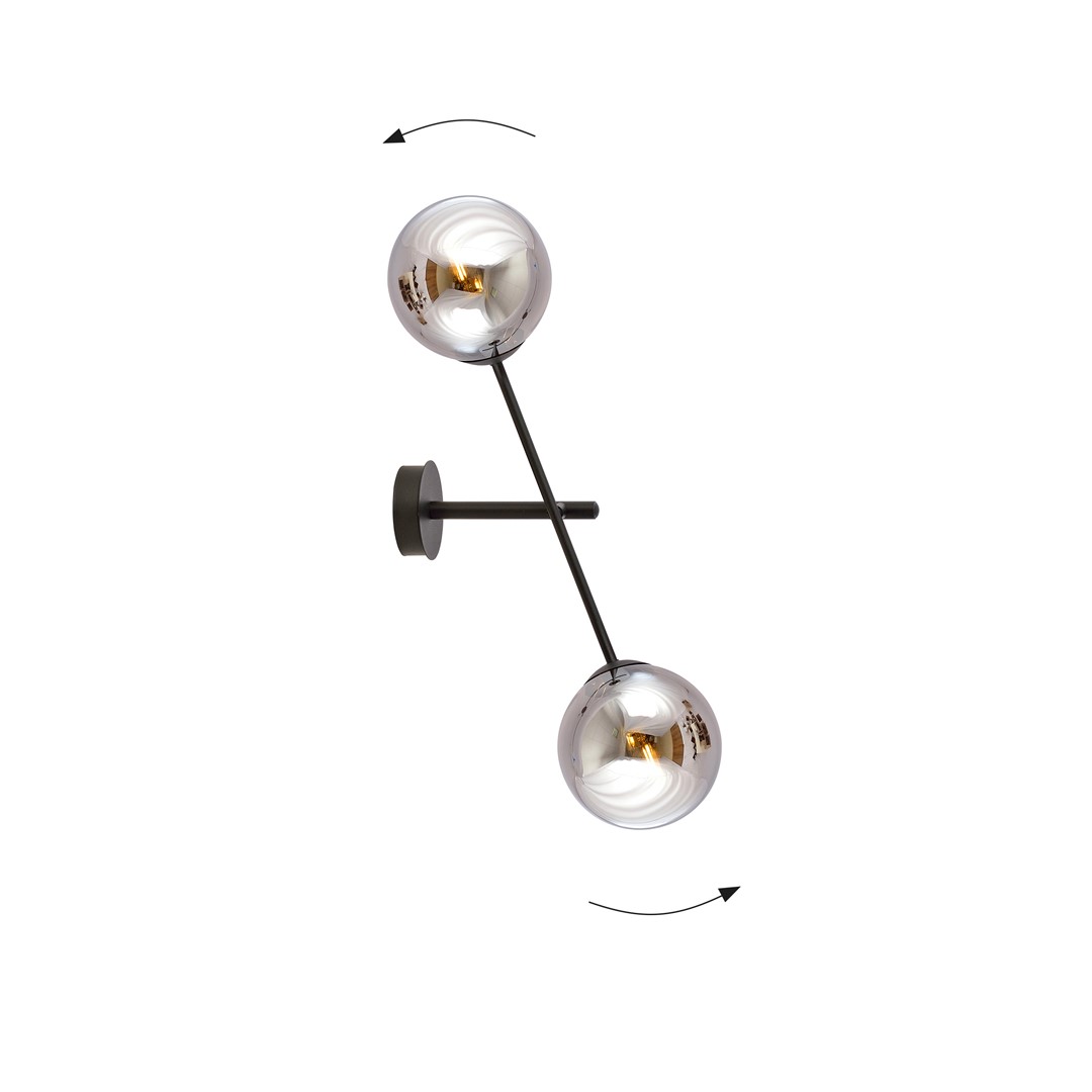 Emibig Zidna lampa LINEAR 230V 10W MAX LED E14 Čelik/ Staklo Crna