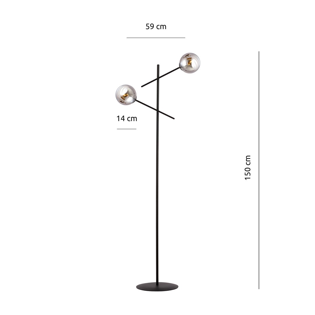 Emibig Podna lampa LINEAR 230V 10W MAX LED E14 Čelik/ Staklo Crna