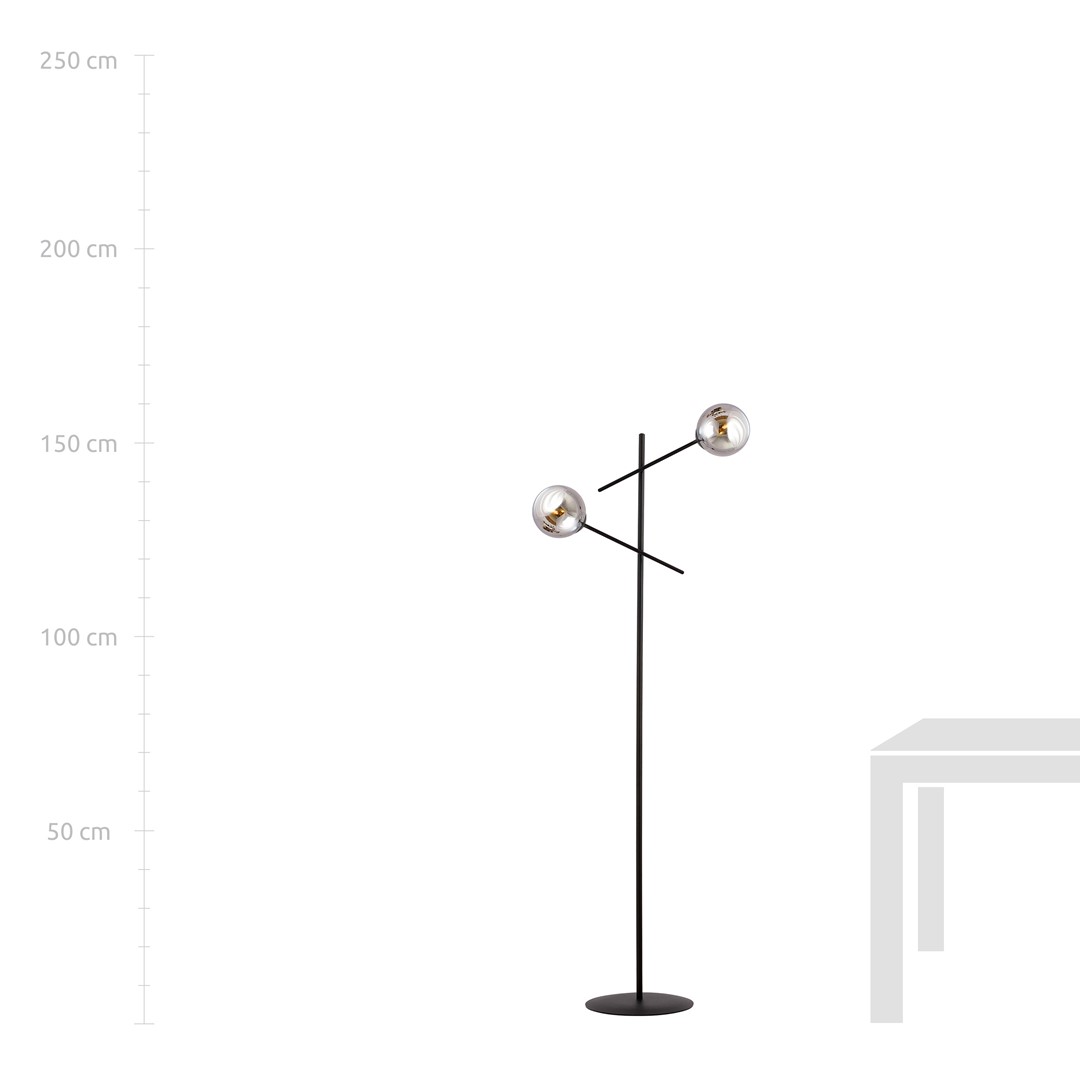 Emibig Podna lampa LINEAR 230V 10W MAX LED E14 Čelik/ Staklo Crna