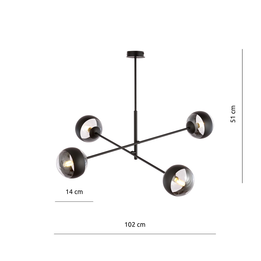 Emibig Visilica LINEAR 230V 10W MAX LED E14 Čelik/ Staklo Crna