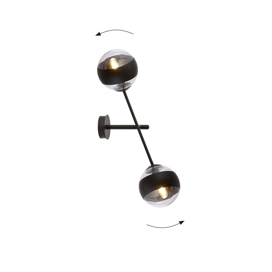 Emibig Zidna lampa LINEAR 230V 10W MAX LED E14 Čelik/ Staklo Crna