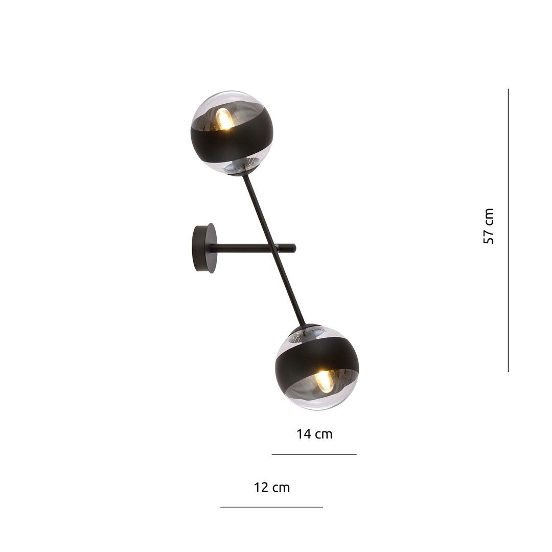 Emibig Zidna lampa LINEAR 230V 10W MAX LED E14 Čelik/ Staklo Crna