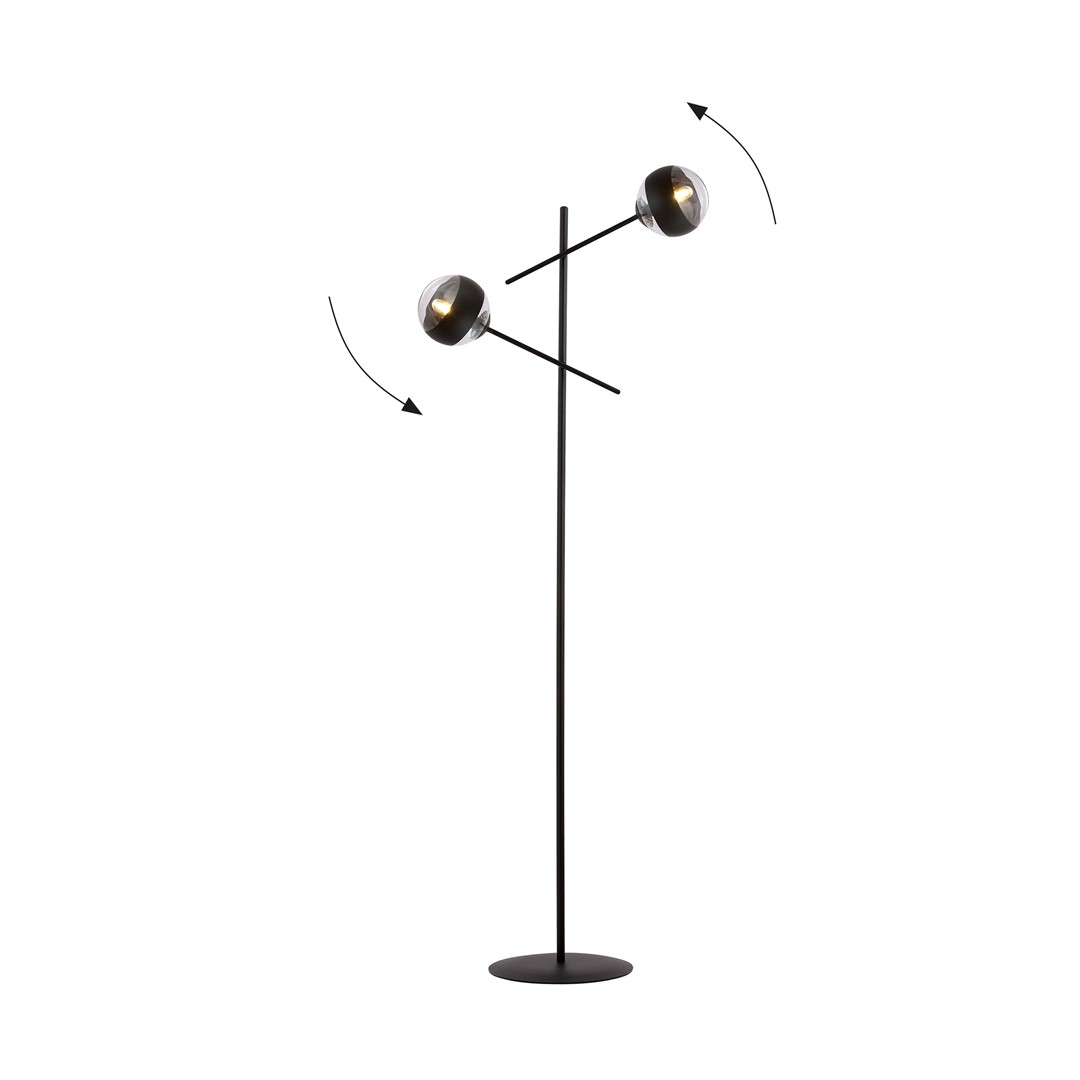 Emibig Podna lampa LINEAR 230V 10W MAX LED E14 Čelik/ Staklo Crna