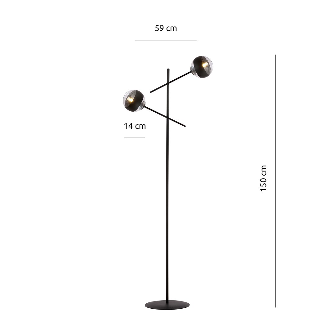 Emibig Podna lampa LINEAR 230V 10W MAX LED E14 Čelik/ Staklo Crna