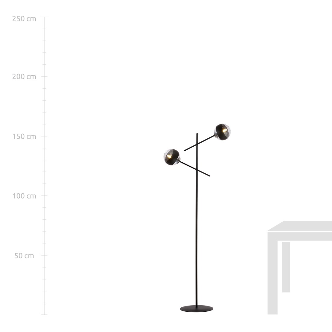 Emibig Podna lampa LINEAR 230V 10W MAX LED E14 Čelik/ Staklo Crna