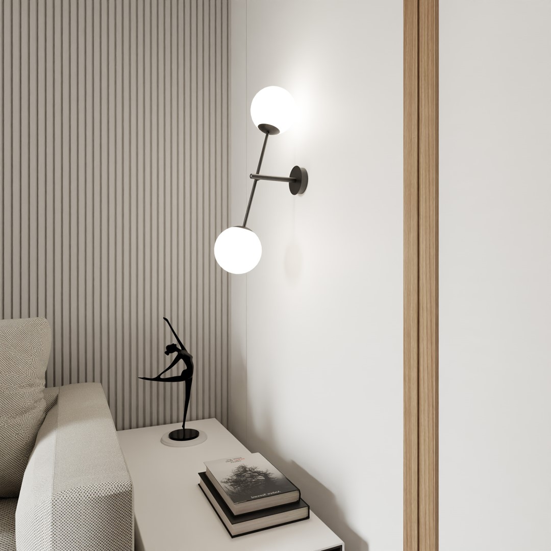 Emibig Zidna lampa LINEAR 230V 10W MAX LED E14 Čelik/ Staklo Crna