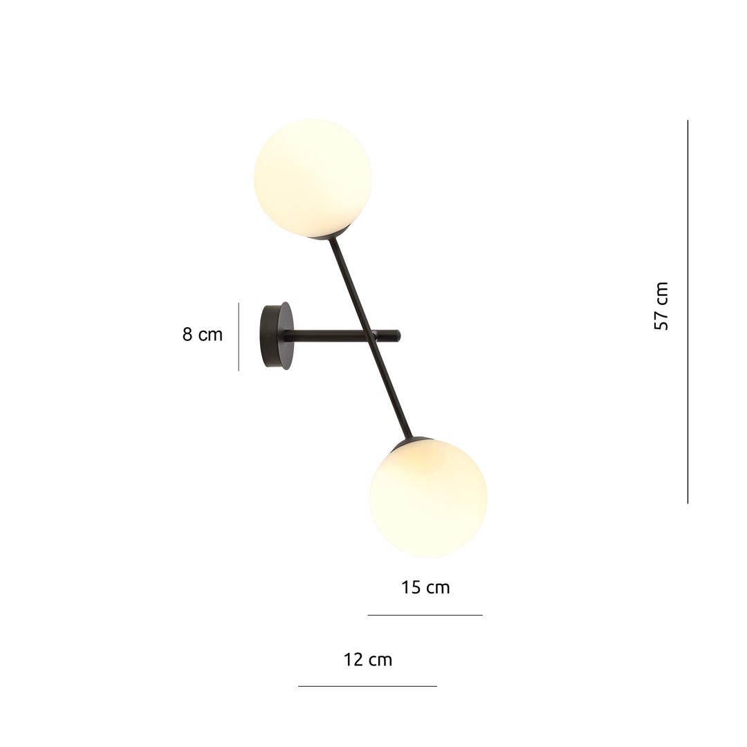 Emibig Zidna lampa LINEAR 230V 10W MAX LED E14 Čelik/ Staklo Crna
