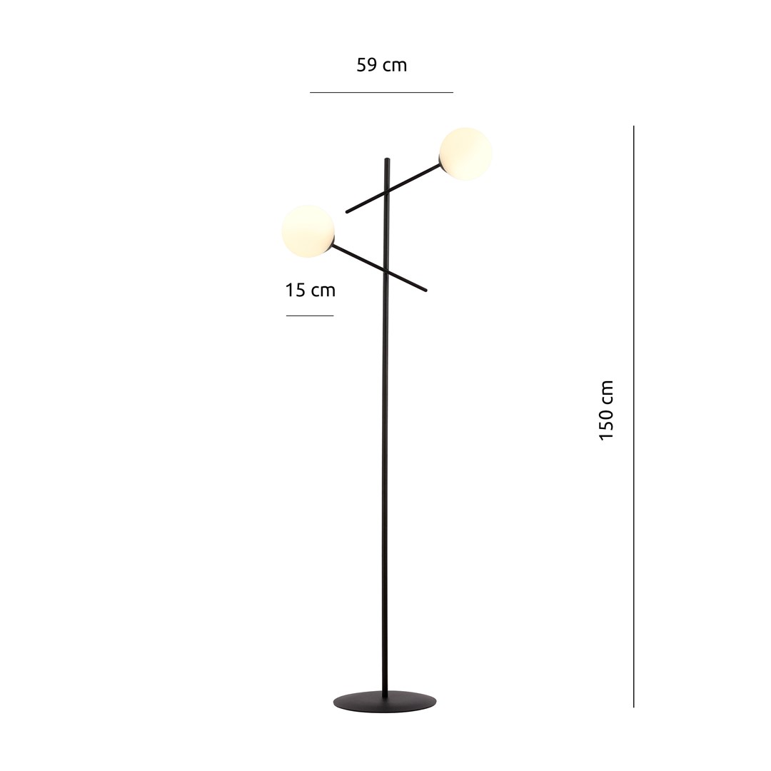 Emibig Podna lampa LINEAR 230V 10W MAX LED E14 Čelik/ Staklo Crna