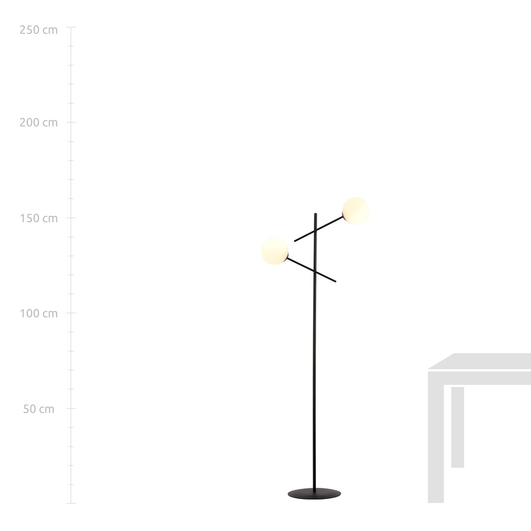 Emibig Podna lampa LINEAR 230V 10W MAX LED E14 Čelik/ Staklo Crna