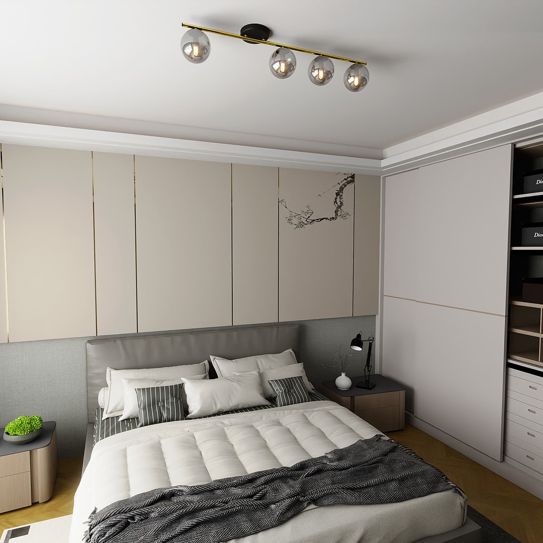 Emibig Stropna svjetiljka MONZA 230V 10W MAX LED E14 Čelik/ Staklo Crna/ Zlatna