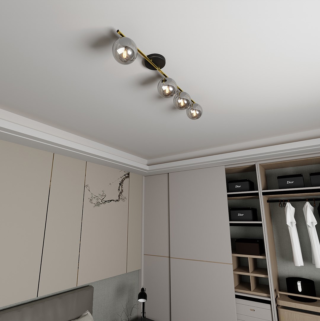 Emibig Stropna svjetiljka MONZA 230V 10W MAX LED E14 Čelik/ Staklo Crna/ Zlatna