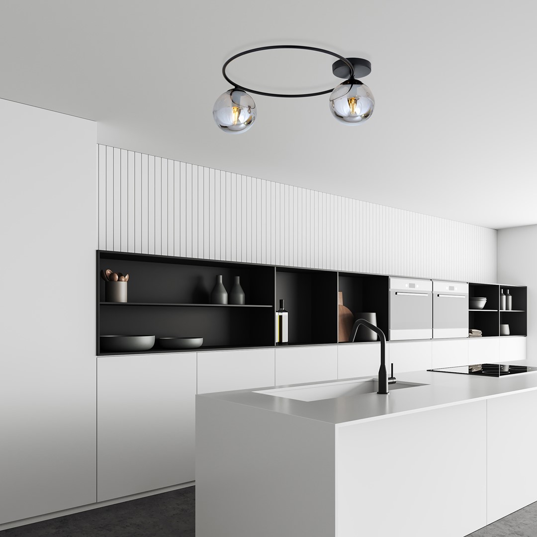 Emibig Stropna svjetiljka SOPRA 230V 10W MAX LED E14 Čelik/ Staklo Crna