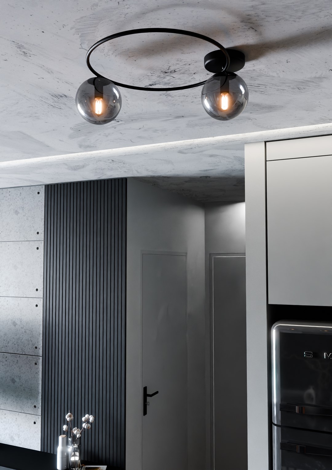 Emibig Stropna svjetiljka SOPRA 230V 10W MAX LED E14 Čelik/ Staklo Crna