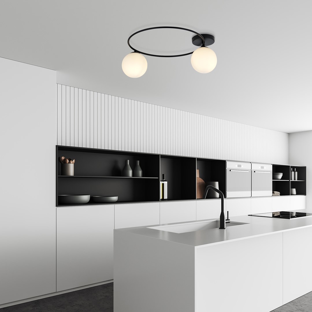 Emibig Stropna svjetiljka SOPRA 230V 10W MAX LED E14 Čelik/ Staklo Crna