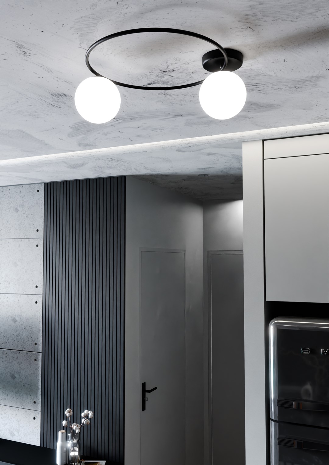 Emibig Stropna svjetiljka SOPRA 230V 10W MAX LED E14 Čelik/ Staklo Crna