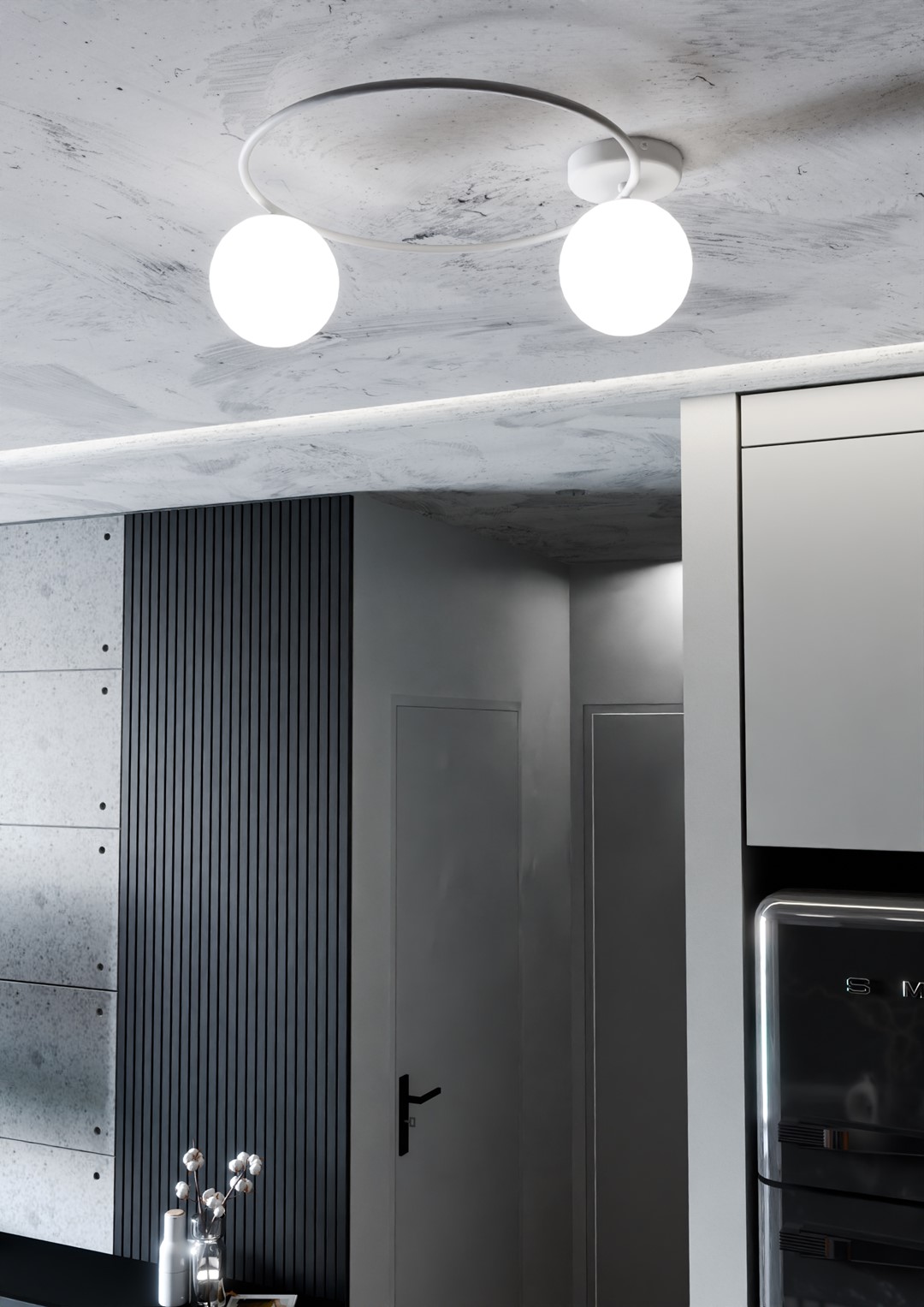 Emibig Stropna svjetiljka SOPRA 230V 10W MAX LED E14 Čelik/ Staklo Bijela