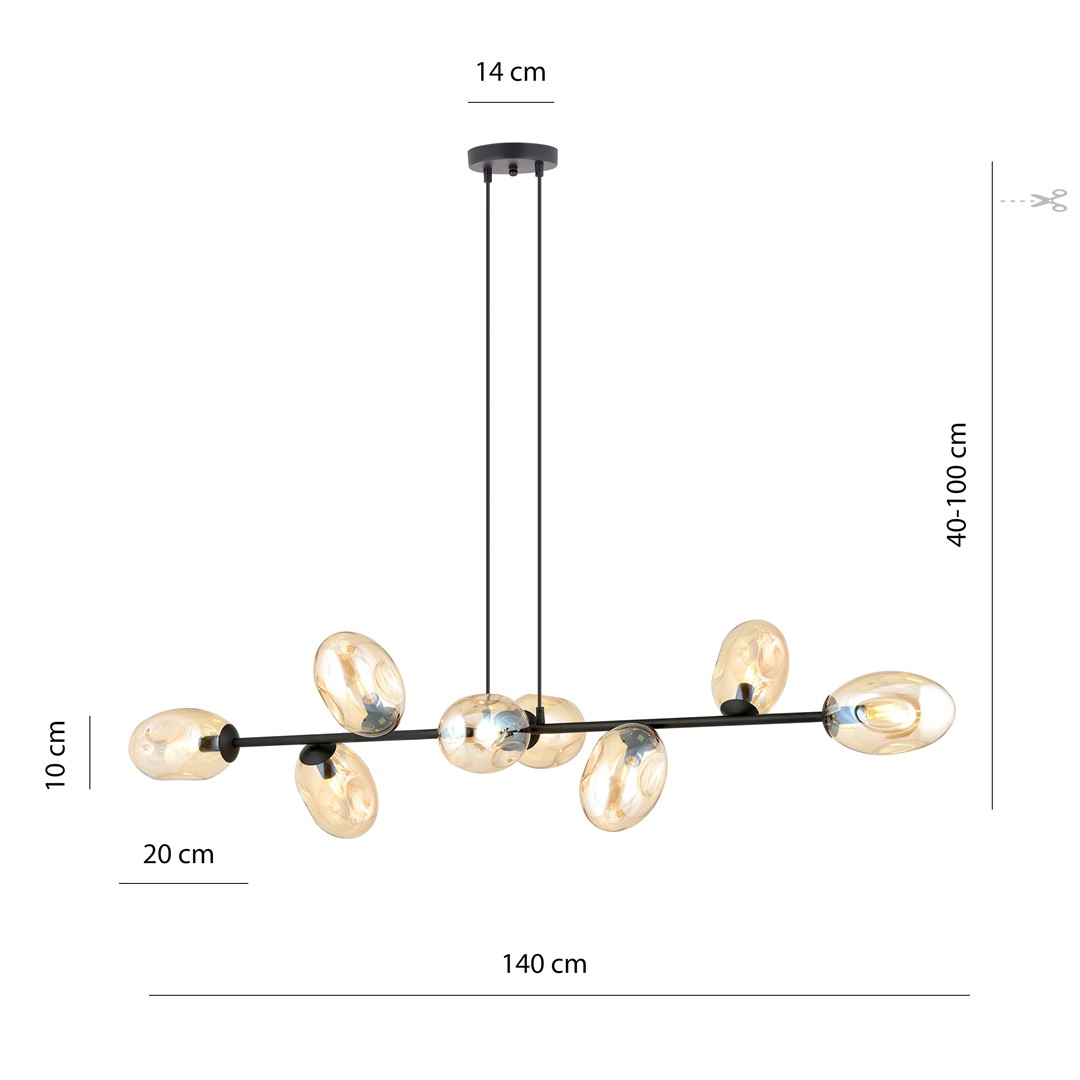 Emibig Visilica PANDORA 230V 10W MAX LED E14 Čelik/ Staklo Crna