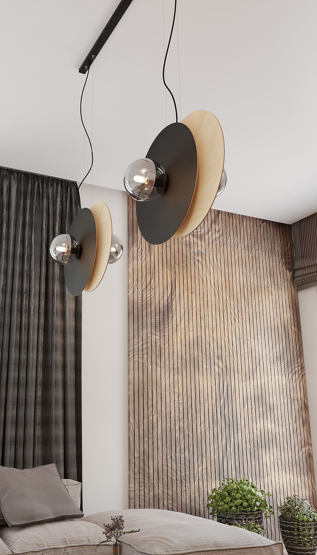 Emibig Visilica SOHO 230V 10W MAX LED E14 Čelik/ Staklo/ Šperploča Crna/ Smeđa