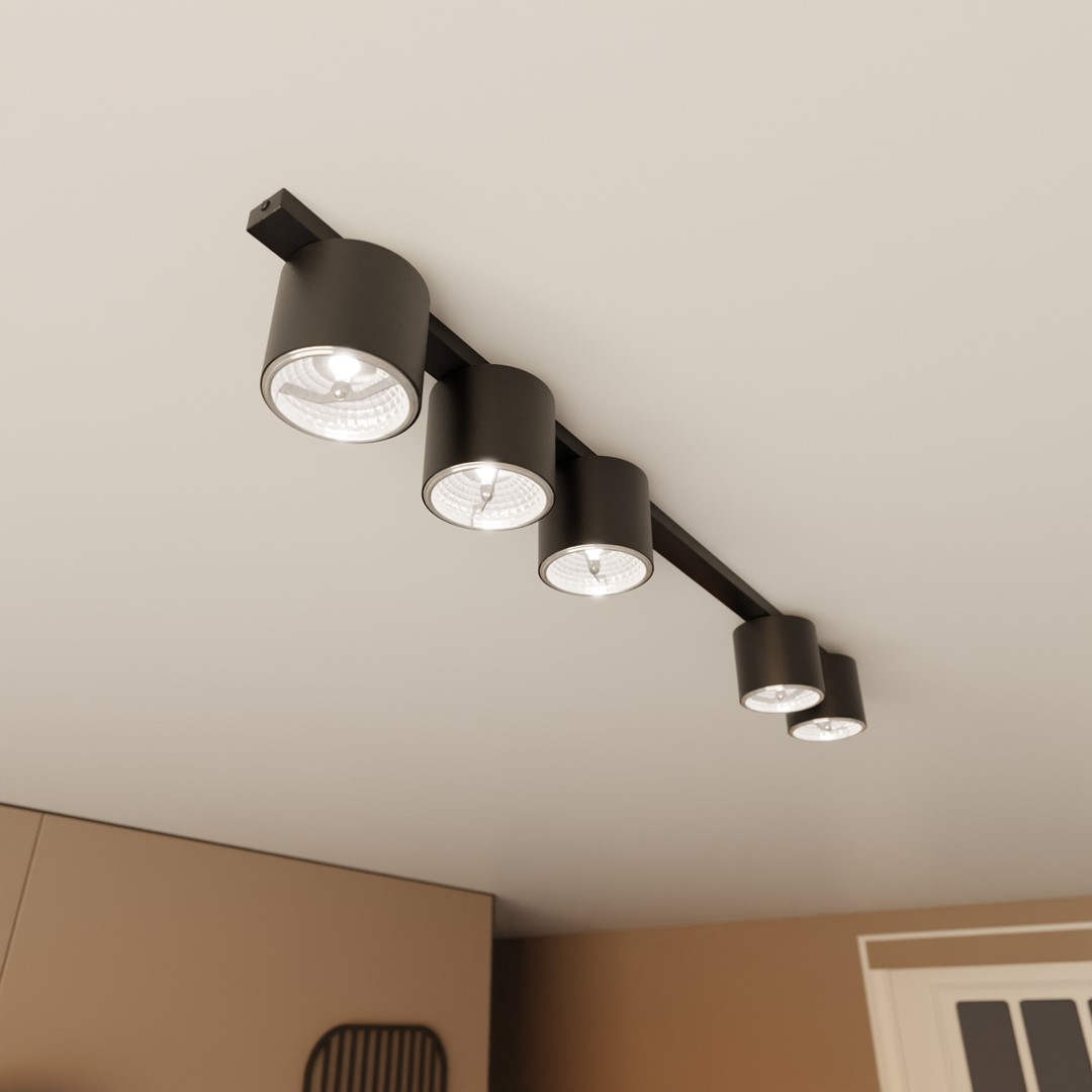 Emibig Stropna svjetiljka NANO 230V 12W MAX LED GU10 AR 111 Čelik Crna