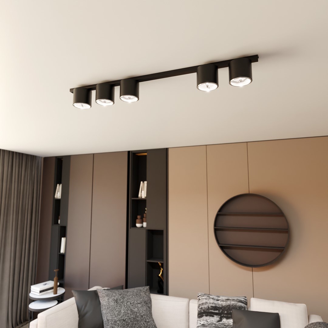 Emibig Stropna svjetiljka NANO 230V 12W MAX LED GU10 AR 111 Čelik Crna
