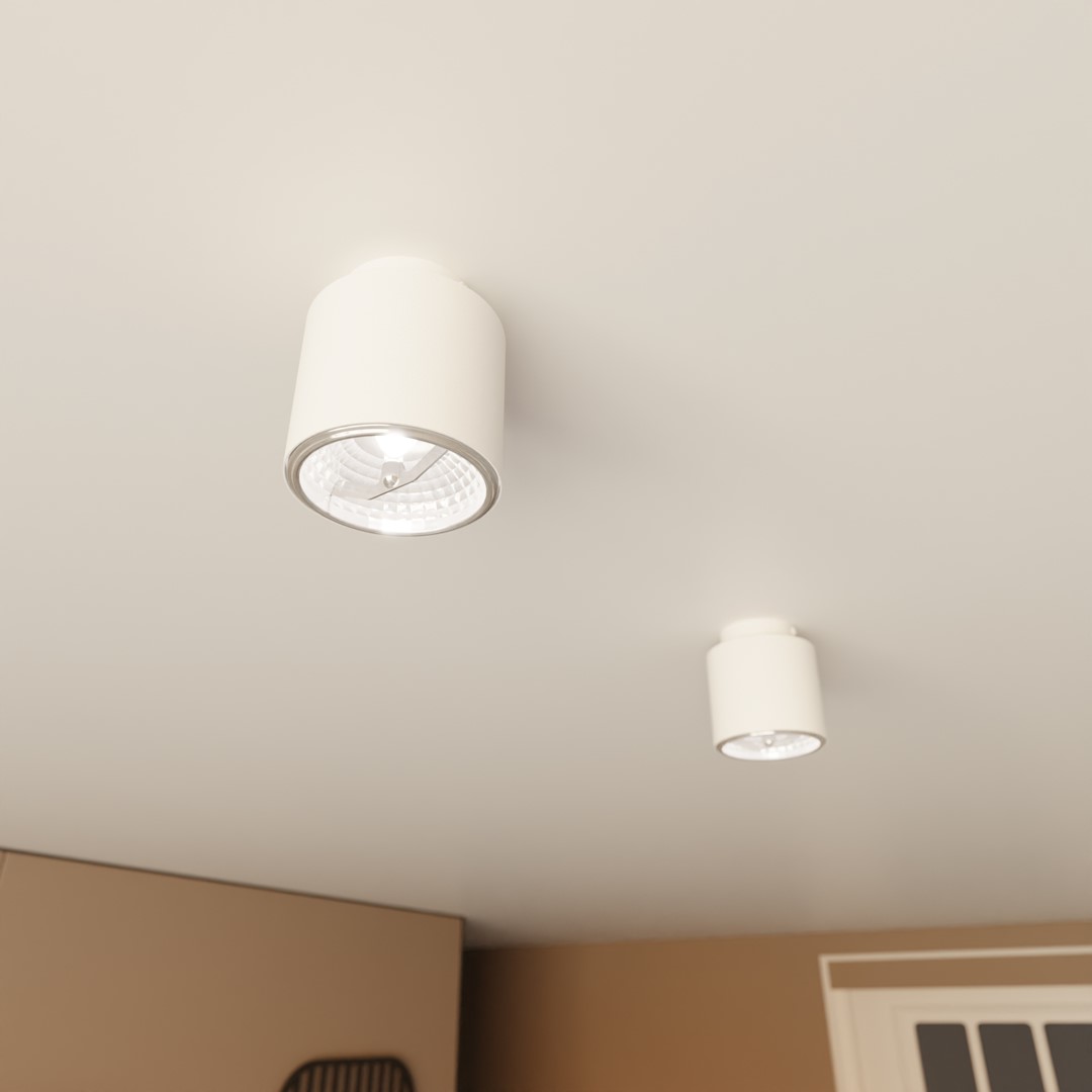 Emibig Stropna svjetiljka NANO 230V 12W MAX LED GU10 AR 111 Čelik Bijela