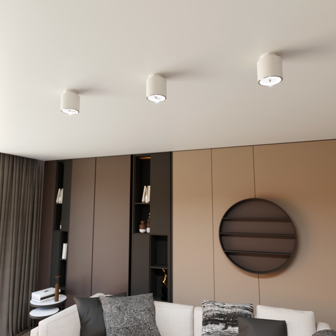 Emibig Stropna svjetiljka NANO 230V 12W MAX LED GU10 AR 111 Čelik Bijela