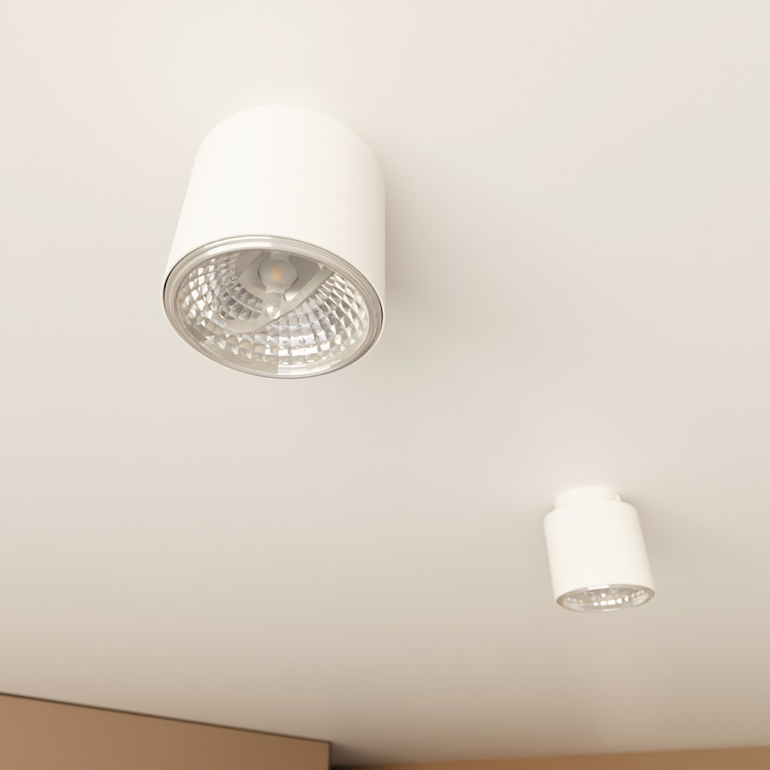 Emibig Stropna svjetiljka NANO 230V 12W MAX LED GU10 AR 111 Čelik Bijela