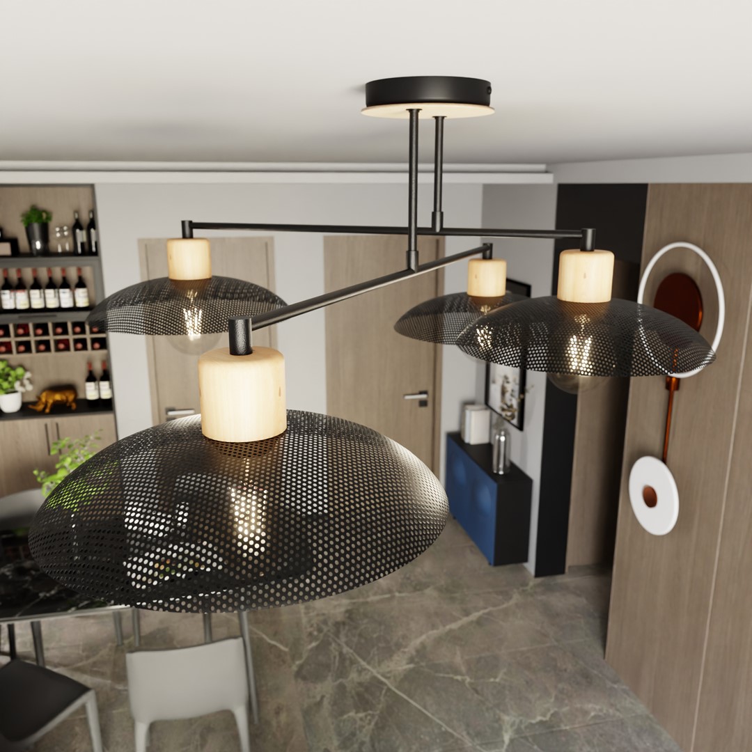 Emibig Luster KOBE 230V 15W MAX LED E27 Čelik Crna