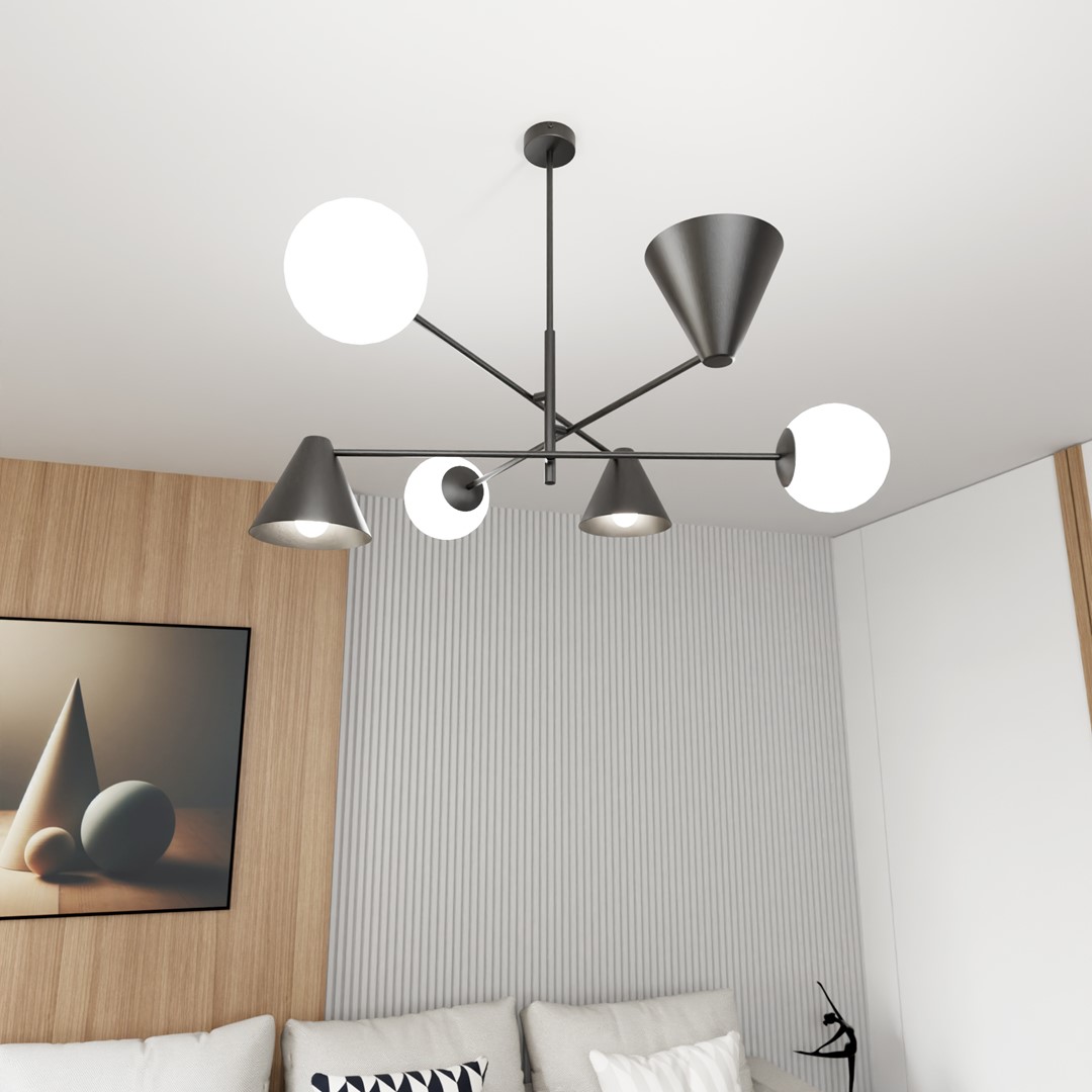 Emibig Luster HERMES 230V 10W MAX LED E14 Čelik/ Staklo Crna