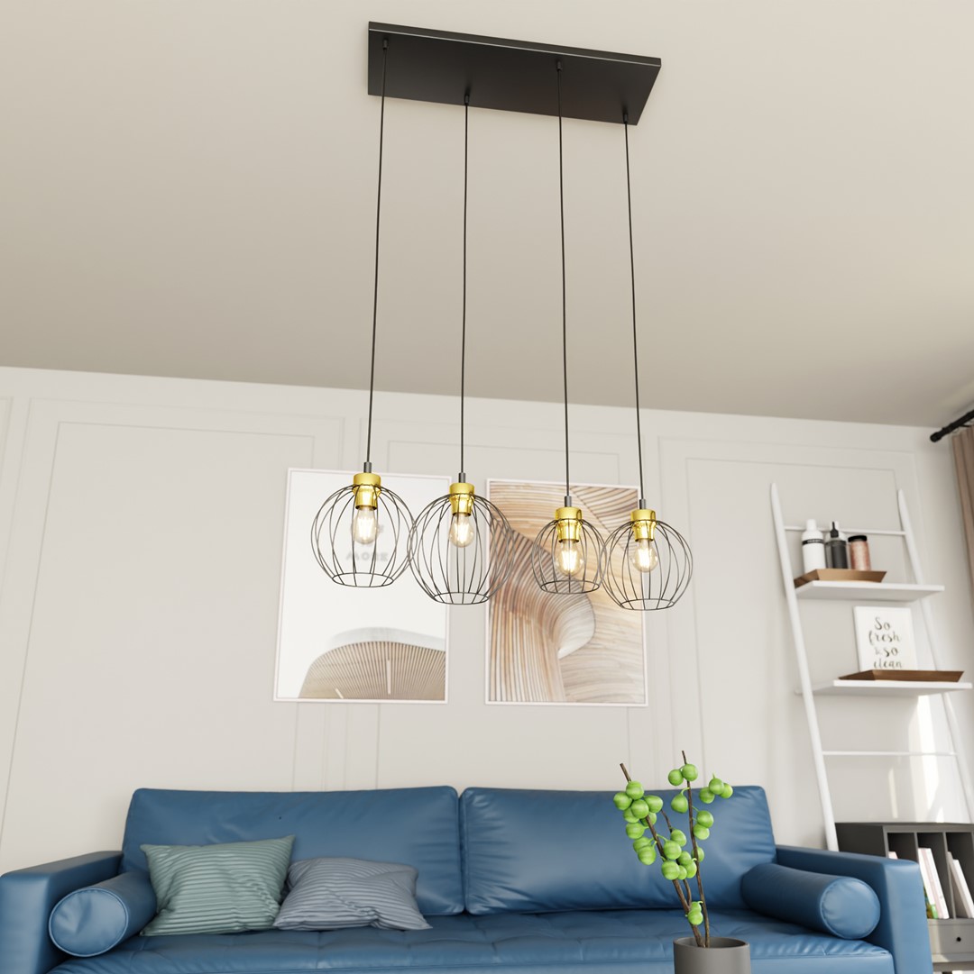 Emibig Visilica NANDO 230V 15W MAX LED E27 Čelik Crna/ Zlatna