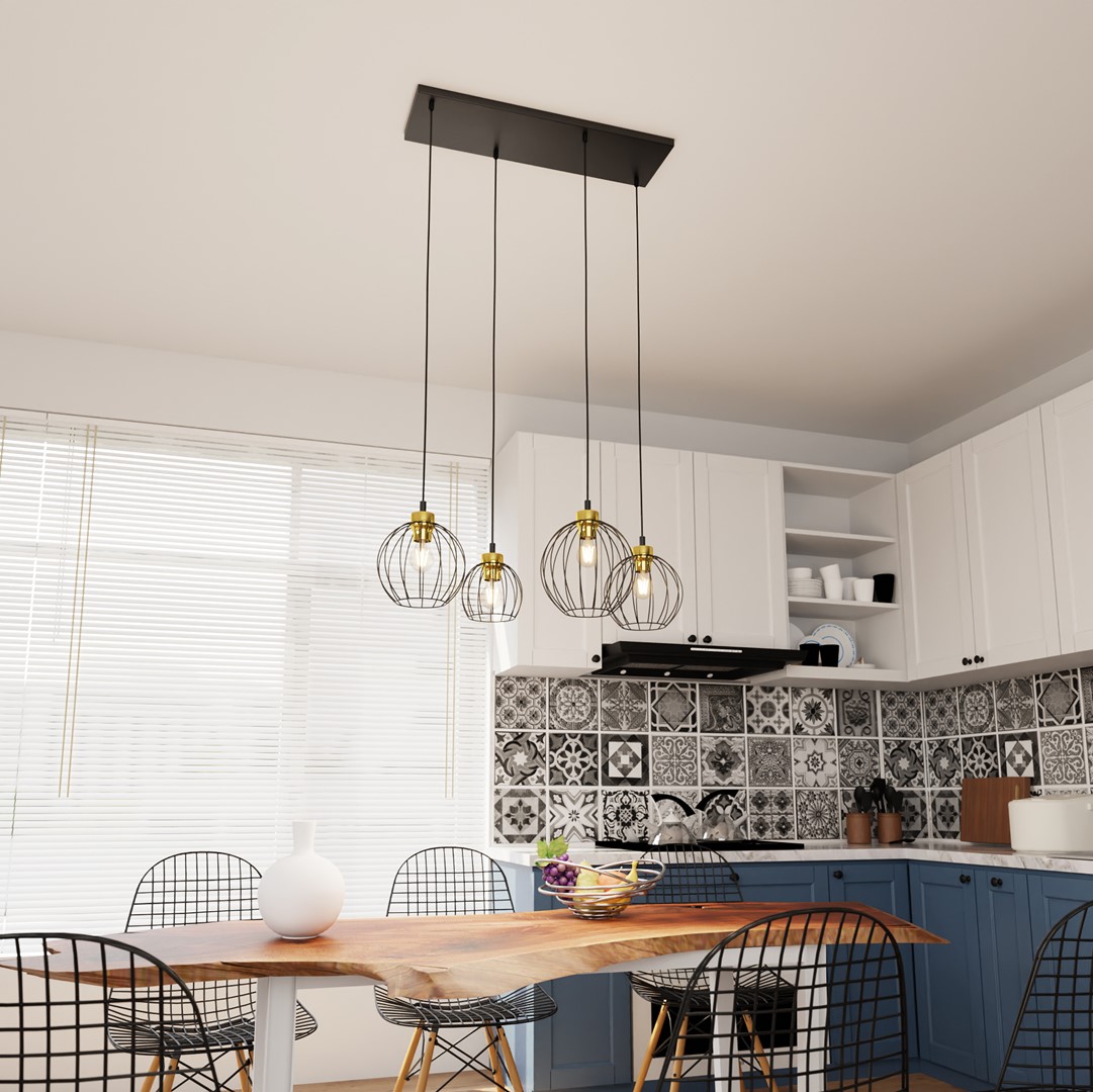 Emibig Visilica NANDO 230V 15W MAX LED E27 Čelik Crna/ Zlatna