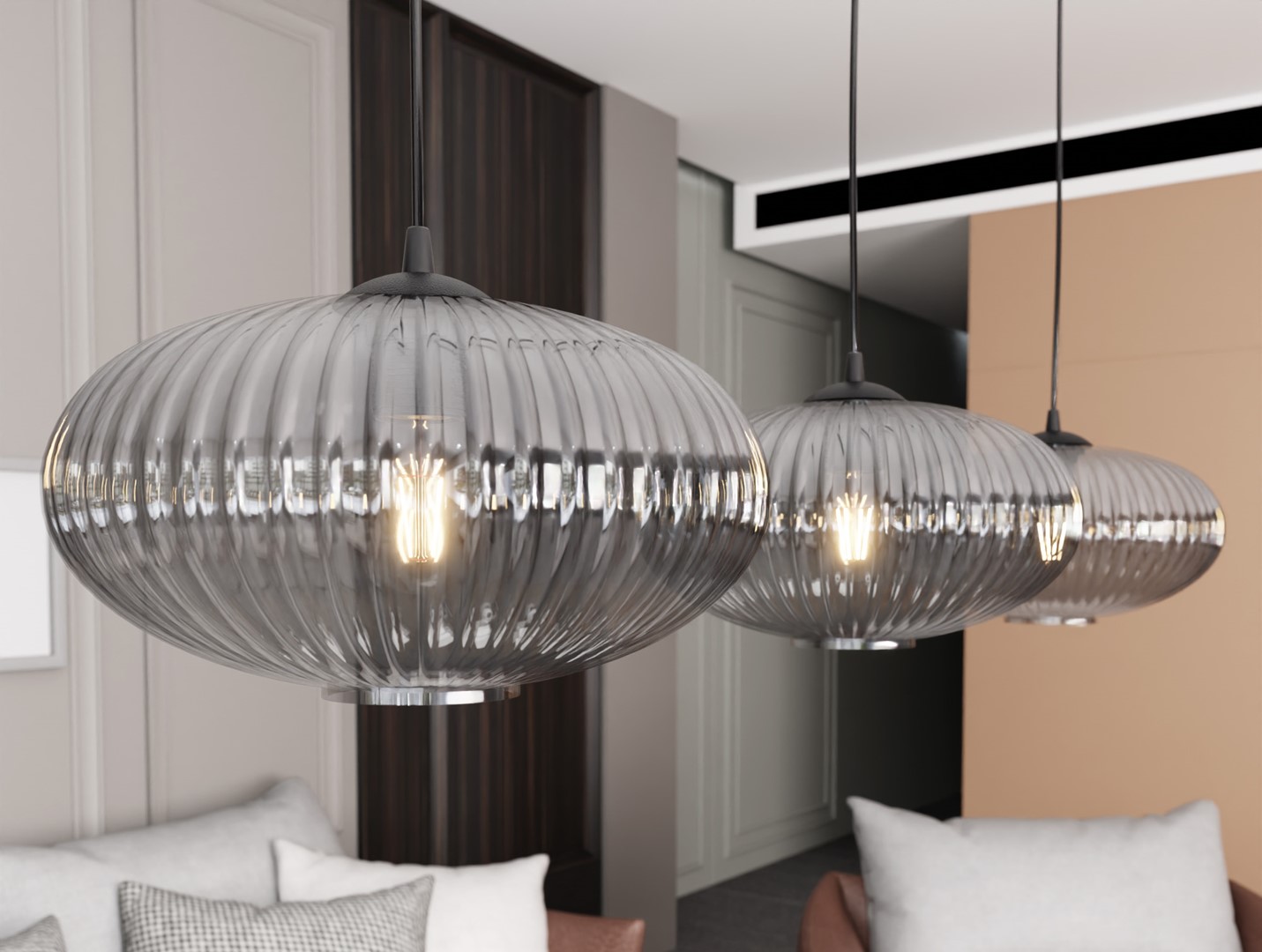 Emibig Visilica COCO 230 V 15W MAX LED E27 Čelik/ Staklo Crna