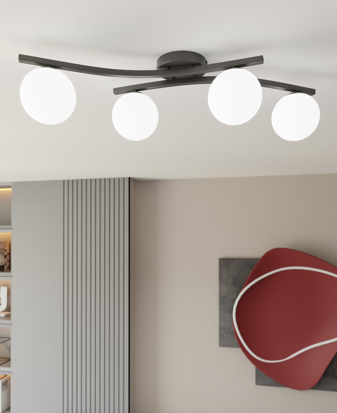 Emibig Stropna svjetiljka OPUS 230 V 10W MAX LED E14 Čelik/ Staklo Crna