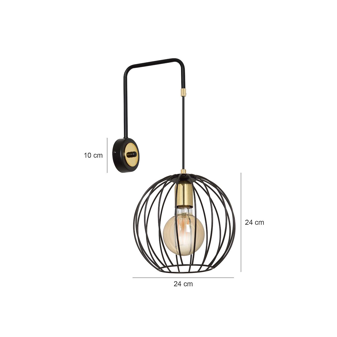 Emibig Zidna lampa ALBIO 230V 15W MAX LED E27 Čelik Crna